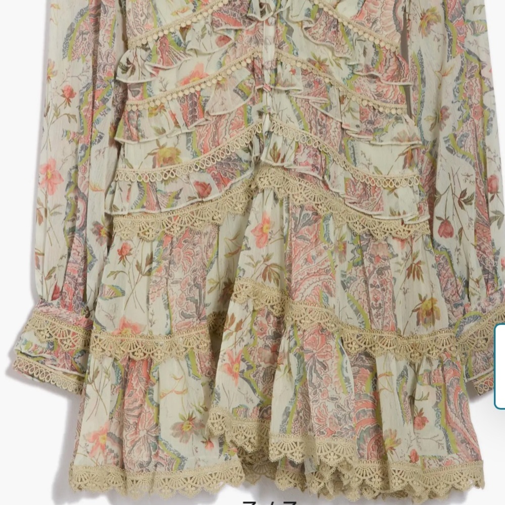 All Saints Green and Pink Long Sleeve Ruffled Sundress - Picture 4 of 4